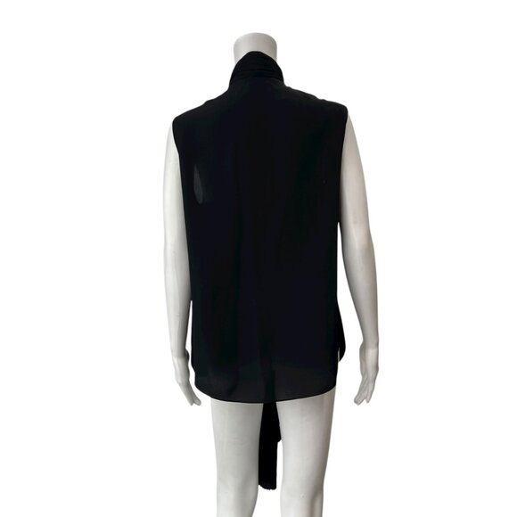 Givenchy Black Pleated Neck Tie Draped Blouse Silk Tank Top size IT 42/6 - Picture 5 of 8